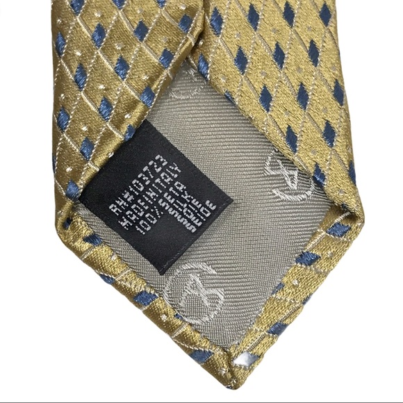 Giorgio Armani Gold and Blue Patterned Silk Tie - Picture 10 of 10